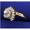 Image 2 : 1/3ct TW Diamond Cluster Ring in 14K Yellow Gold