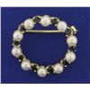 Image 1 : Vintage Pearl and Sapphire Circle Pin in 14K Yellow Gold