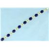 Image 1 : Natural Lapis Lazuli Bracelet in 14K Yellow Gold