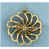 Image 2 : Vintage Ruby and Pearl Pinwheel Pin/Pendant in 14K Yellow Gold
