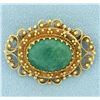 Image 1 : Antique Jade Pendant or Pin in 14K Yellow Gold