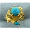 Image 1 : Persian Turquoise Nature Tree Design Ring in 18K Yellow Gold