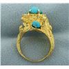 Image 3 : Persian Turquoise Nature Tree Design Ring in 18K Yellow Gold