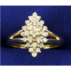 1/2ct TW Diamond Cluster Cocktail Ring in 10K Yellow and White Gold