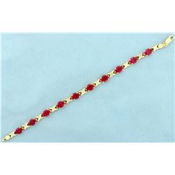 Lab Ruby and Diamond Gold Bracelet