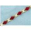 Image 2 : Lab Ruby and Diamond Gold Bracelet
