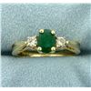Image 1 : 1ct Natural Emerald and Diamond Ring in 14K Yellow Gold