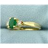 Image 2 : 1ct Natural Emerald and Diamond Ring in 14K Yellow Gold