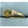 Image 2 : Peridot and Diamond Ring in 14K Yellow Gold