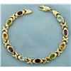 Image 1 : Rainbow Gemstone Gold Bracelet in 14K Yellow Gold