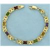 Image 3 : Rainbow Gemstone Gold Bracelet in 14K Yellow Gold