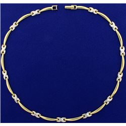 16 Inch Designer Necklace in 14K Yellow and White Gold