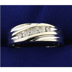 1/4ct TW Men's Anniversary or Wedding Diamond Ring Band in 14K White Gold