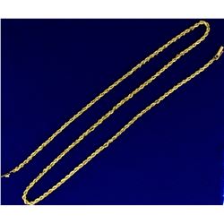 24 Inch Rope Style Neck Chain in 14K Yellow Gold