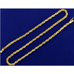 18 1/2 Inch Unique Rectangular Link Rope Style Neck Chain in 14K Yellow Gold