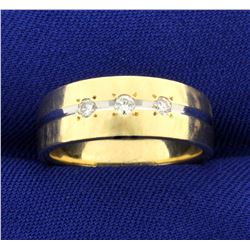Three-Stone Diamond Band Ring in 14K Yellow and White Gold