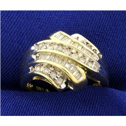 2/3ct TW Baguette and Round Diamond Ring in 10K Yellow Gold
