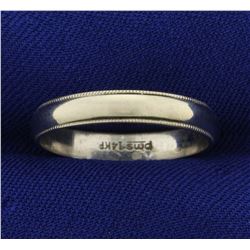 Beaded Edge Wedding Band Ring in 14K White Gold