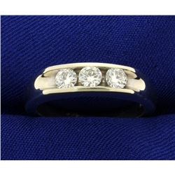 Men's 3/4ct TW Diamond Three-Stone Ring in 14K White Gold