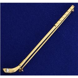 Golf Club Pin in 14K Yellow Gold with a Pearl
