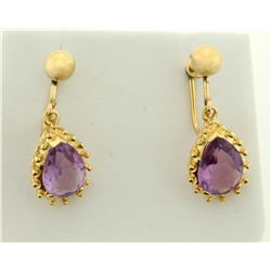 Screw Back 4ct TW Amethyst Dangle Earrings in 14k Gold for Non-Pierced Ears