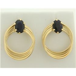 2ct TW Sapphire Gold Earrings in 14K Yellow Gold
