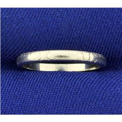 Vintage Belais Art Deco Gold Band Ring with Beaded Edge and Hand-Carved Design in 18K White Gold