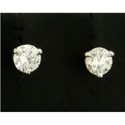 1/2ct TW Diamond Stud Earrings in Platinum Basket Setting