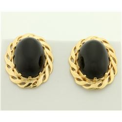 12ct TW Onyx Earrings in 14K Yellow Gold