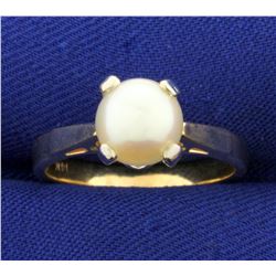 7.5mm Solitaire Akoya Pearl Ring in 14K Yellow and White Gold