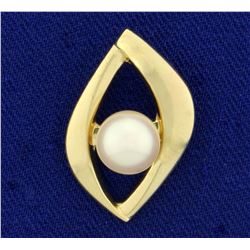 7.5mm Akoya Pearl Pendant or Slide in 14K Yellow Gold