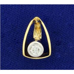 1/3ct Solitaire Diamond Pendant or Slide in 14K Yellow and White Gold