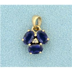 1 1/2ct TW Tanzanite and Diamond Pendant in 10K Yellow Gold