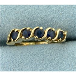 1/2ct TW Five-Stone Sapphire Band Ring in 14K Yellow Gold
