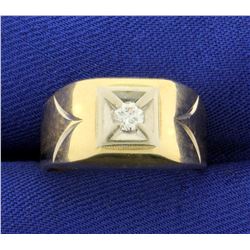 Solitaire Diamond Ring in 14K Yellow and White Gold