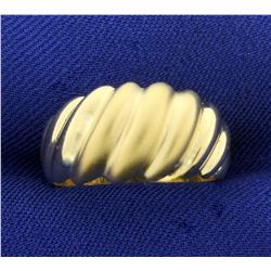 Dome Ring with Satin and High Shine Finish in 14K Yellow Gold