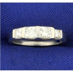 1ct TW Princess Cut Diamond Band Anniversary or Wedding Ring in 14K White Gold
