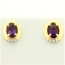 2ct TW Amethyst and Diamond Earrings in 14K Yellow Gold