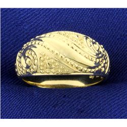 Scroll Design Dome Ring in 14K Yellow Gold