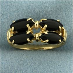 Unique Design Onyx Ring in 14K Yellow Gold