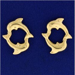 Dolphin Charms for Hoop Earrings or Bracelet in 14K Yellow Gold