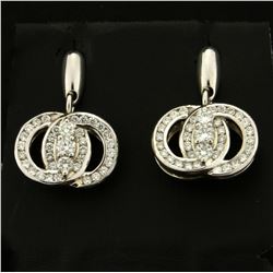 1ct TW Diamond Marriage Symbol Dangle Earrings in 14K White Gold