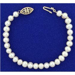6 Inch Cultured Pearl Bracelet with Sterling Silver Clasp