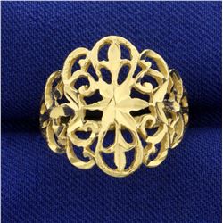 Diamond Cut Designer Gold Ring in 14K Yellow Gold