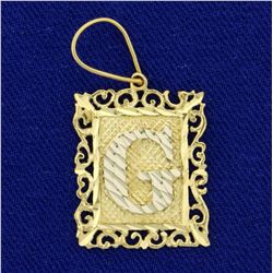 Diamond Cut Monogrammed Initial "G" Pendant in 14K Yellow Gold