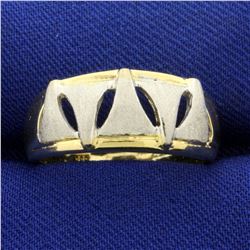 Art Deco Triangle Ring in 14K Yellow and White Gold