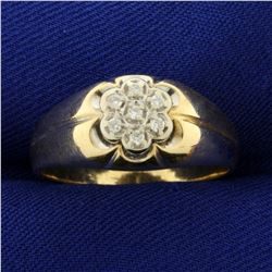 Diamond Flower Design Ring in 10K Yellow Gold
