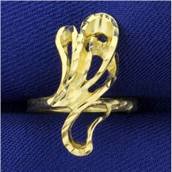 Unique Diamond Cut Designer Gold Ring in 14K Yellow Gold