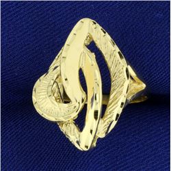 Unique Diamond Cut Designer Gold Ring in 14K Yellow Gold