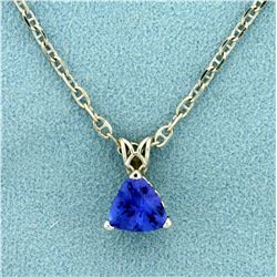 1.5ct Natural Tanzanite Pendant and Anchor Link Chain in 14K White Gold